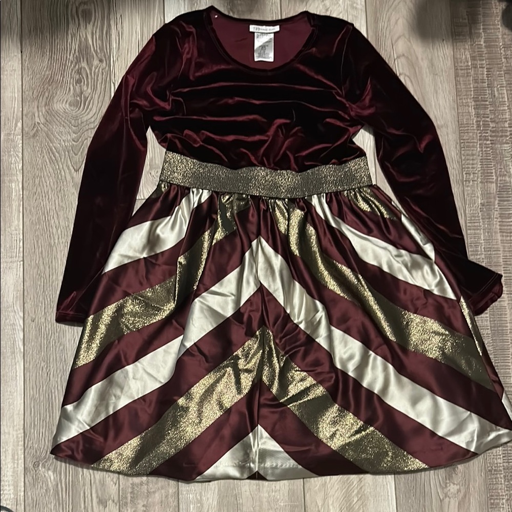 Burgundy and Gold Kids Dress